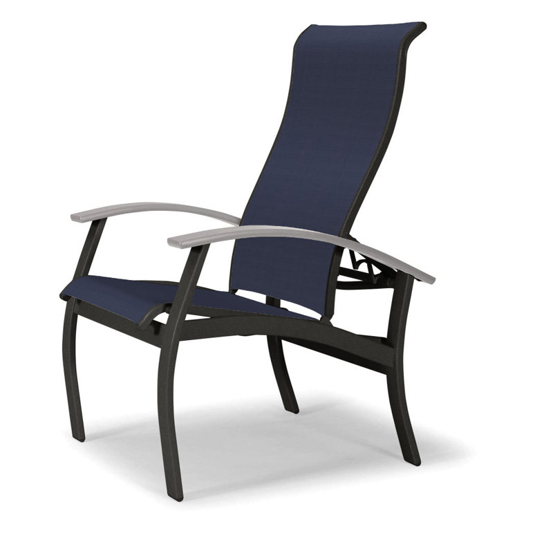 Chaise de patio Askar, Blanc, Bleu marine 13D Sunbrella®, Graphite texturé