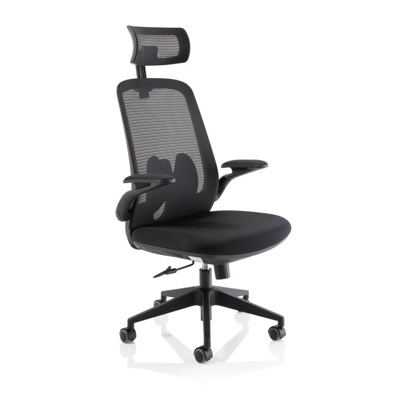 Inbox Zero Fabric Office Chair with Headrest, Black