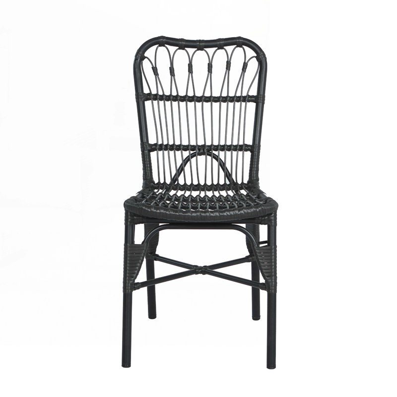 Ensemble de 2 chaises de patio en osier pour l'extérieur, Noir