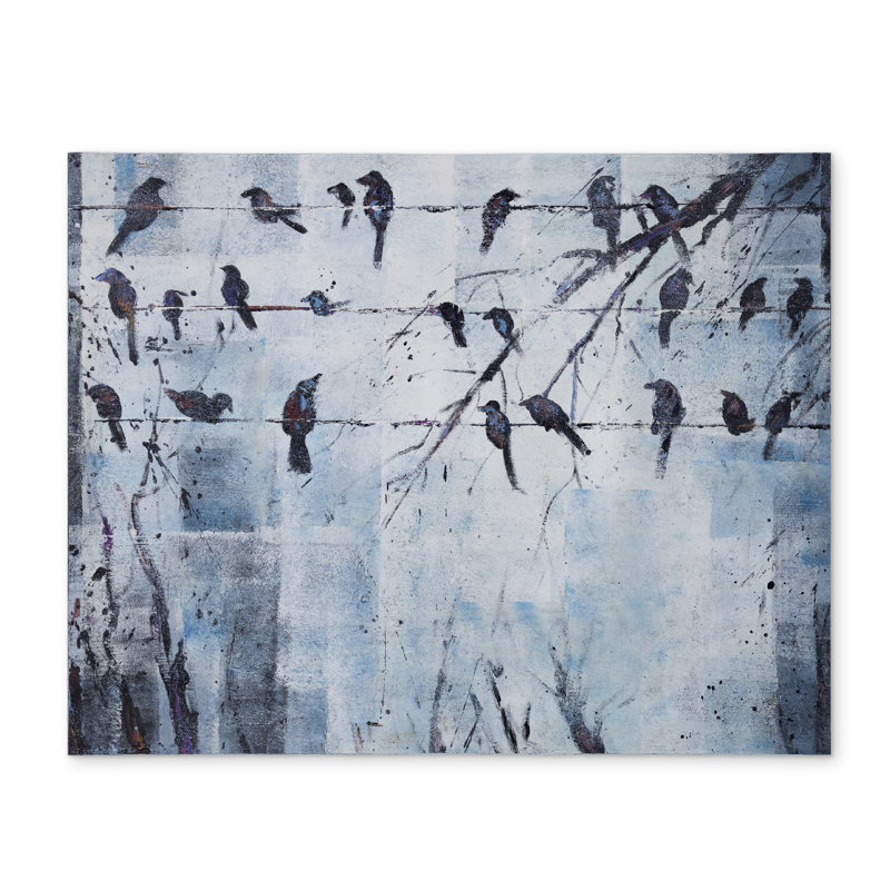 Napperon Blue Bird | Oiseaux abstraits sur fil électrique