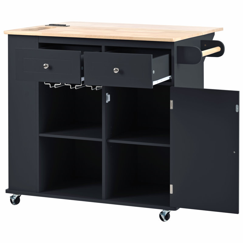 Versatile Kitchen Island with Multiple Functionalities for Stylish Homes, Black