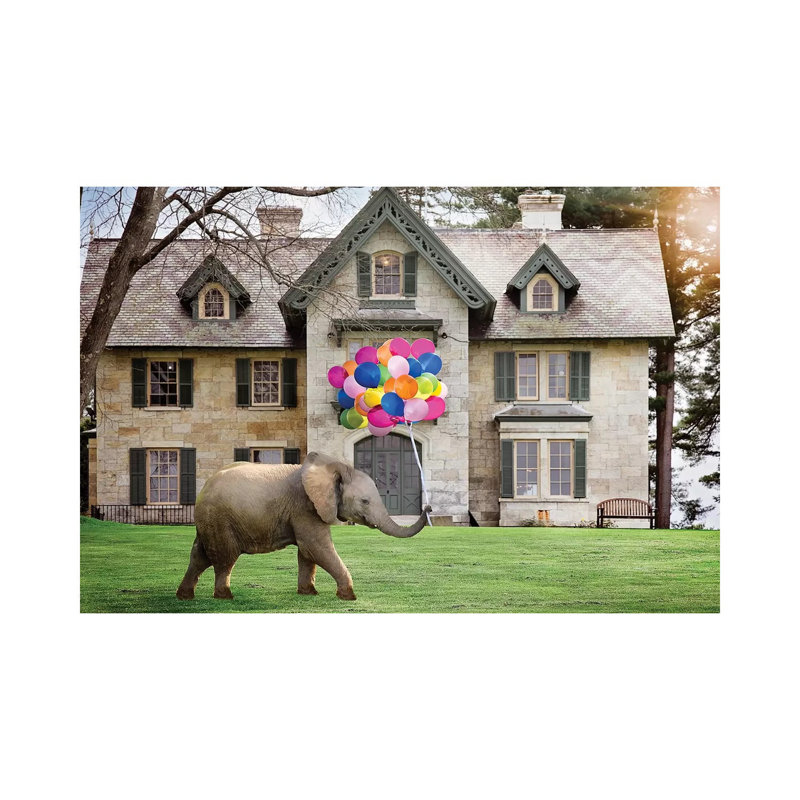 Elephant Party Balloons by Karen Burke - Wrapped Canvas Print