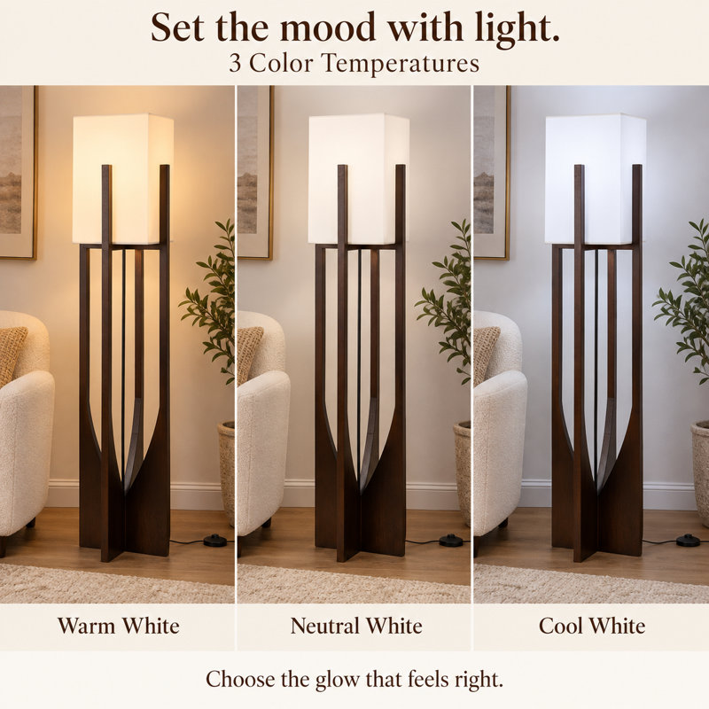 3 lampes sur pied en bois avec abat-jour Wabi-Sabi