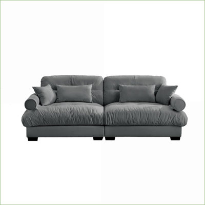 Canapés | Moderne à deux places avec accoudoirs renforcés et amp; Coussins | Salon / mezzanine / chambre à coucher | Velours | Gris ardoise
