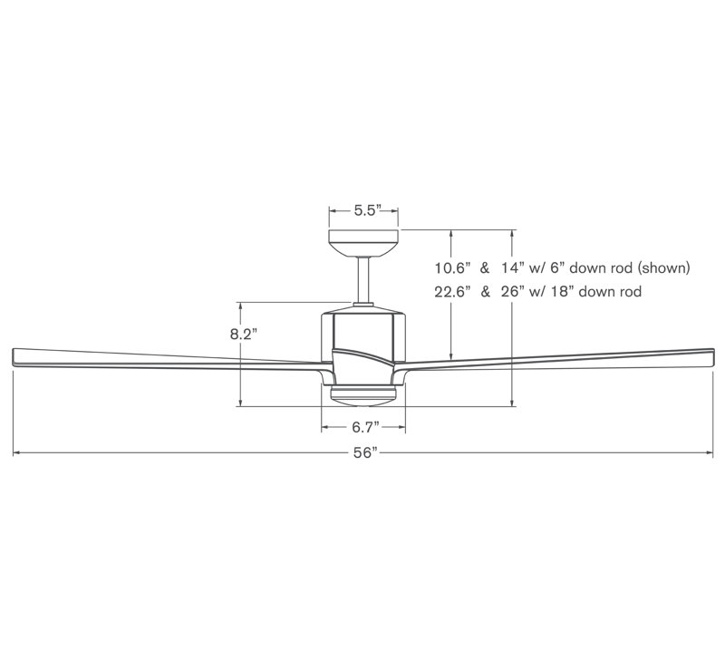 Nouveau LED Downrod Ceiling Fan, Dark Bronze/Brass, Maple, Wall Control