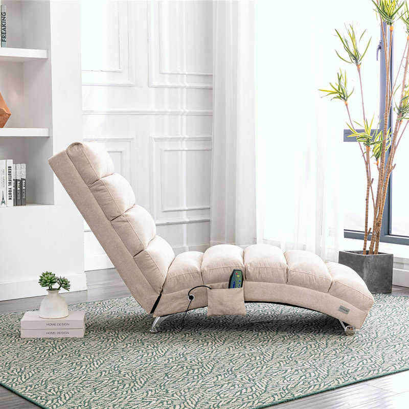 Chaise longue rembourrée Laquasia, Polyester beige