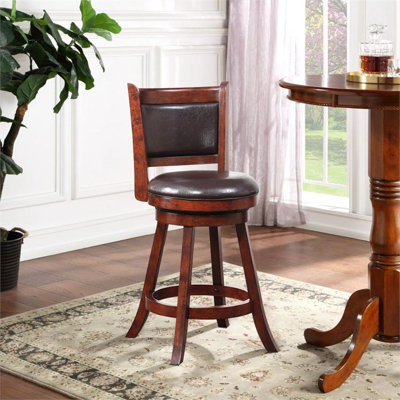 Pemberly Row Contemporary Swivel Counter Height Stool in Hazelnut