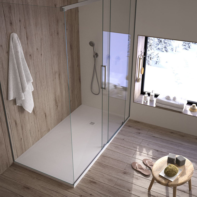 32'' W 32'' D Rectangular Single Shower Base, White Slate