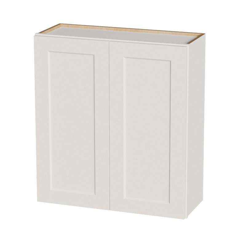 33×12×36 Inch White Shaker Solid Wood Double Door Wall Cabinet, 2 Adjustable Shelves Easy Assemble Cabinet, White