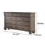 Commode large Recus, 9 tiroirs avec poignées en laiton, bois massif gris