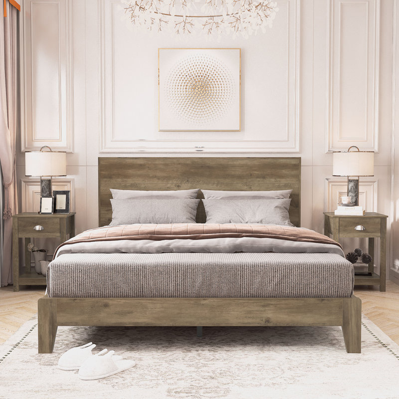 Arduina 3 Piece Bedroom Set, Knotty Oak