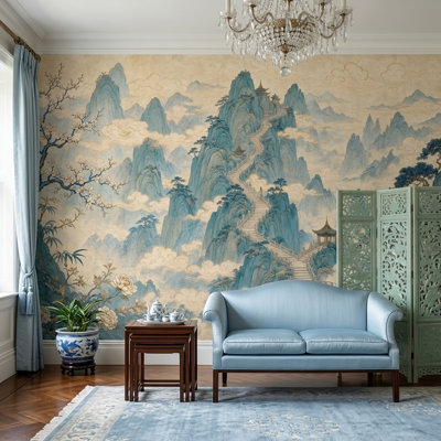 Papier peint paysage chinois Misty