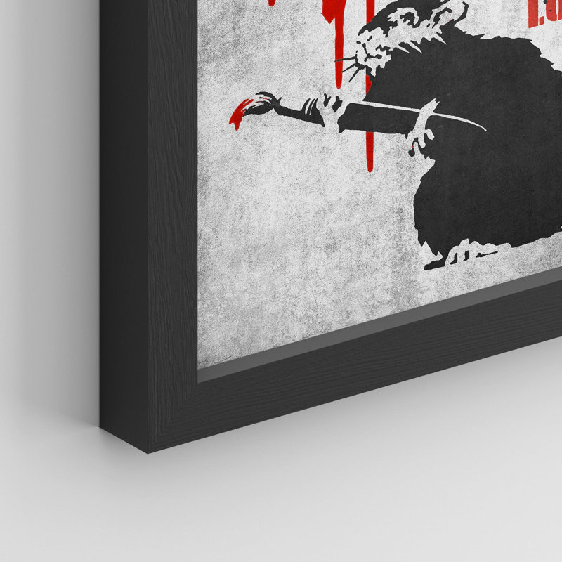 «Banksy Rat Red Heart Design» sur papier, H 10 po x l 8 po, Noir