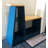 Sleek minimalist macaron blue solid wood geometric shoe bench