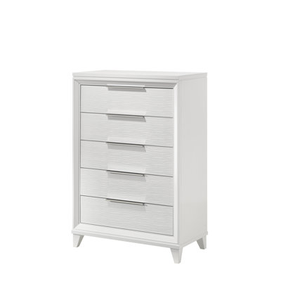 Mobilier de chambre contemporain en bois massif avec rangement à 5 tiroirs
