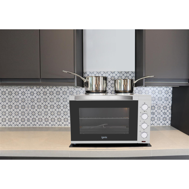 Igenix 48L Mini Oven with Hotplates Black, White