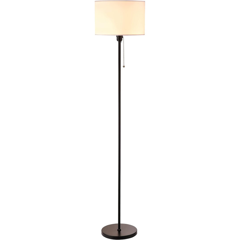 Lampe sur pied à DEL abat-jour tambour Kelisia, Noir
