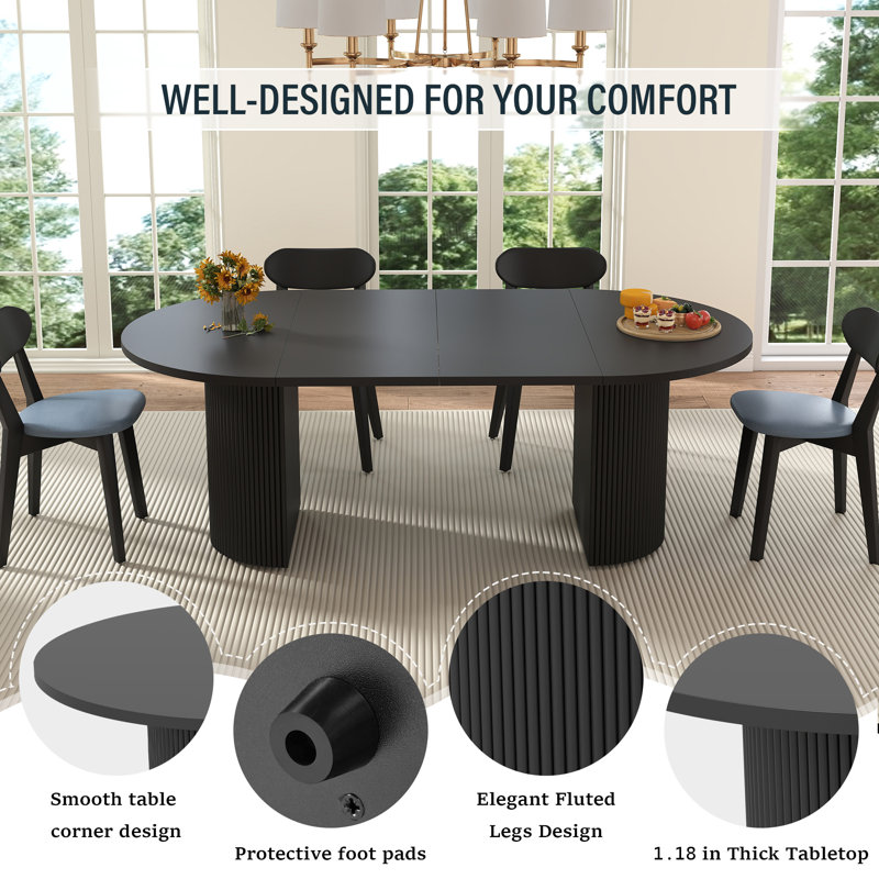 Extendable Dining Table, Black