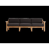 Haven Teak Outdoor Sofa With Sunbrella Cushions And Wooden Armrest In Canvas