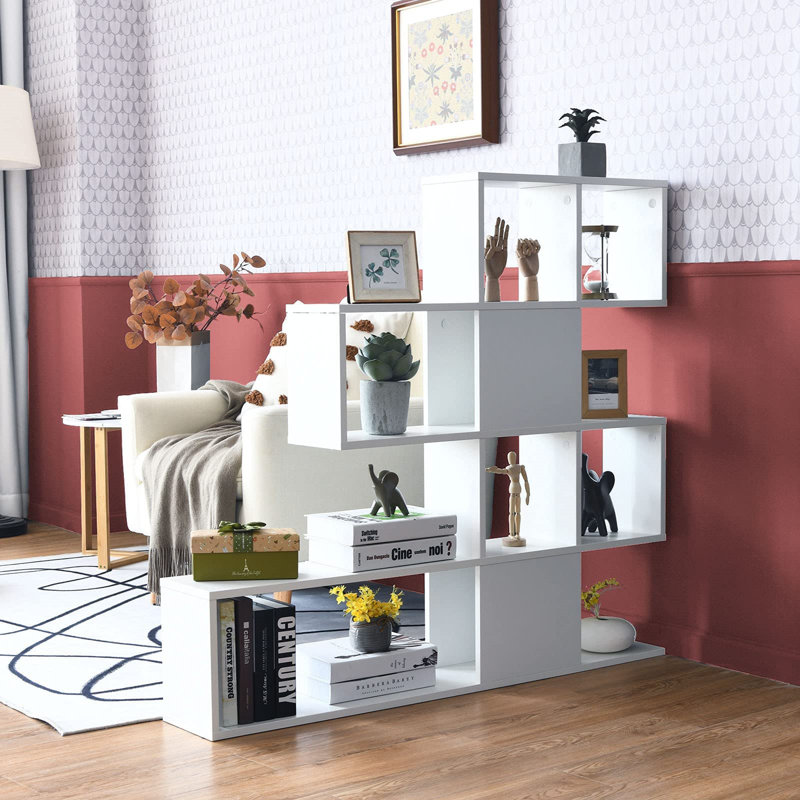 43'' H x 47'' W Ladder Bookcase, White