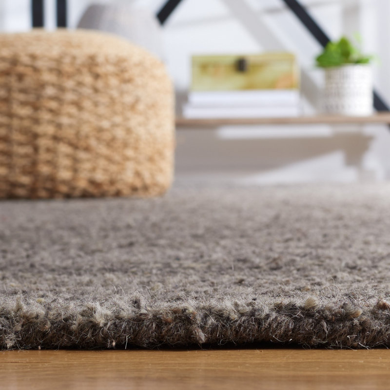 Misak Hand Tufted Wool/Cotton & Other Fiber Solid Color Rug in Gray, Rectangle 5' x 8'
