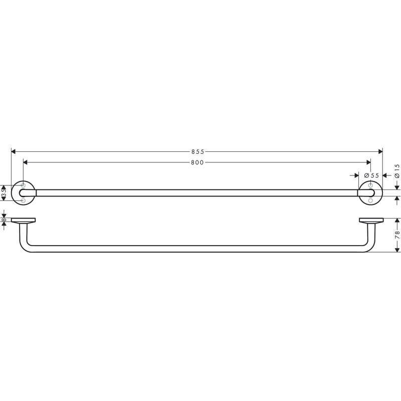 Universal Circular Towel Bar, Brushed Nickel