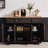 54" Kitchen Island with Rubber Wood Drop Leaf, Embossed Texture Panel, 4 Doors, 3 Drawers, Spice & Towel Racks, Lockable Wheels-315811883