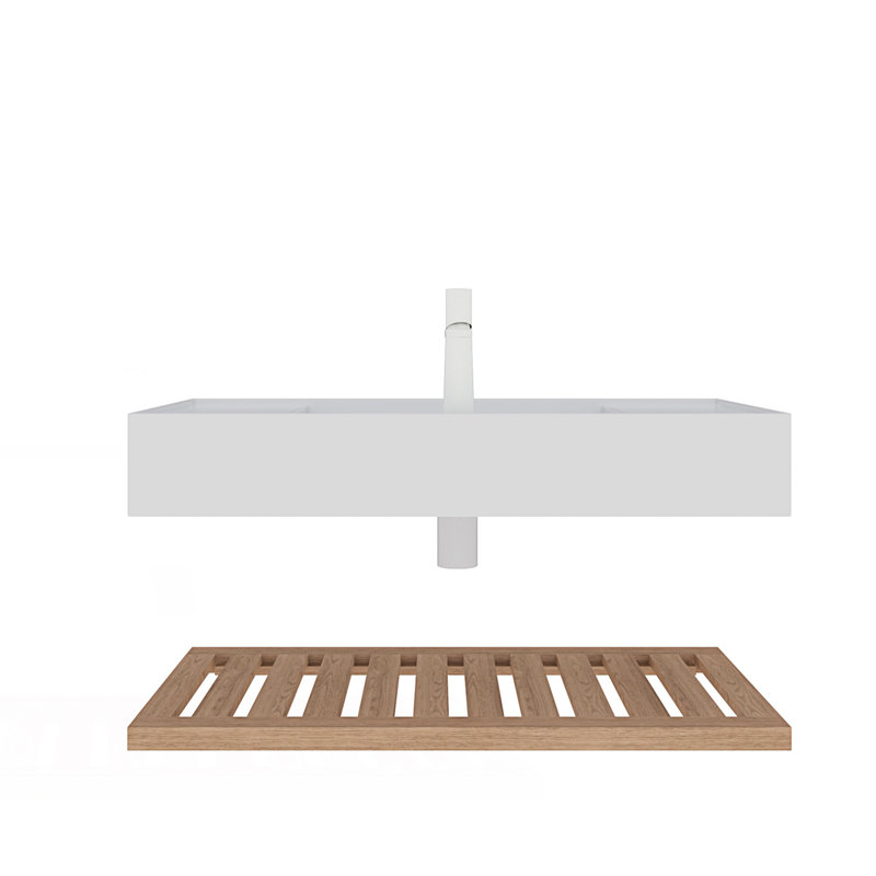 Meuble-lavabo de salle de bain avec lavabo vasque, Natural Wood, 36"