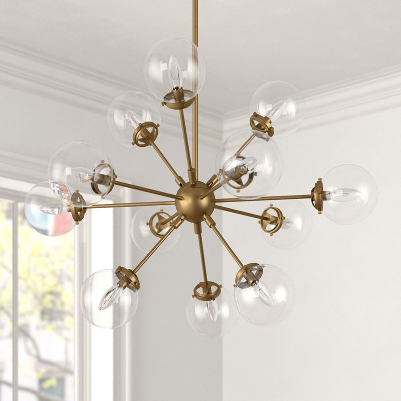 Orrhaen 12-Light Chandelier with Oversized Globe Bulbs, Gold