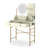 Makeup Vanity Set with LED Round Mirror, Vanity With Built-In Outlet and Two Drawers-557469301