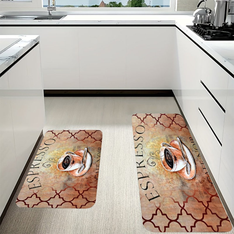 Tapis de cuisine brun espresso, paquet de 2, pour cuisine et café