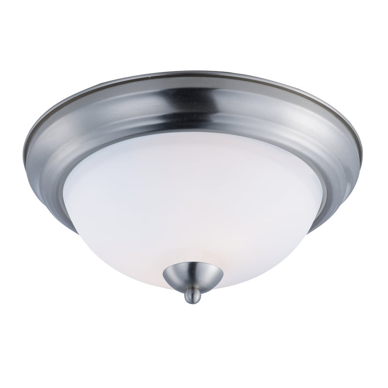 Glass Flush Mount, 6.25" H x 13.25" W x 13.25" D, Satin Nickel