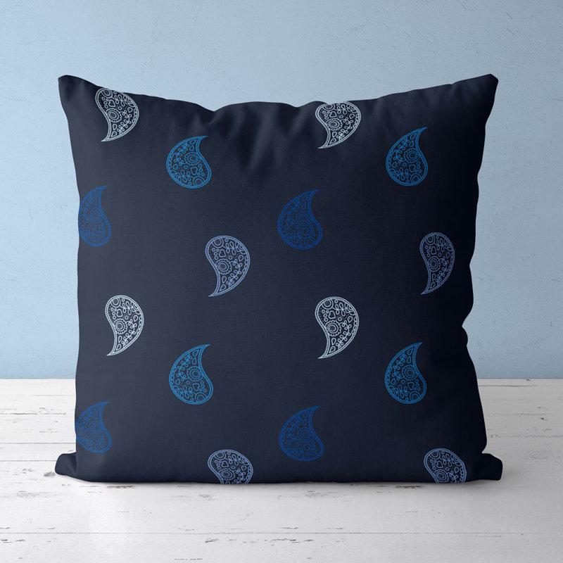 Housse de coussin carrée Masala/insert, Bleu marine/bleu