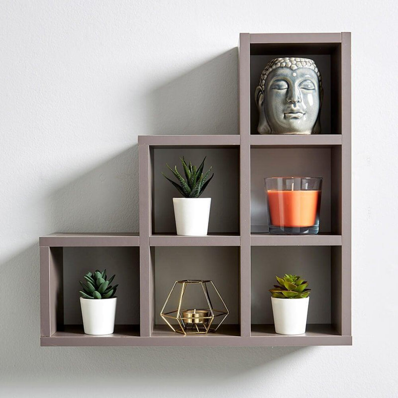 Nesib 6 Piece Irregular Floating Shelf, Grey