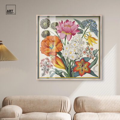 Vibrant Florals II Shadowbox Print Floral Wal Decor by Art Remedy, Black Frame, 12 x 12