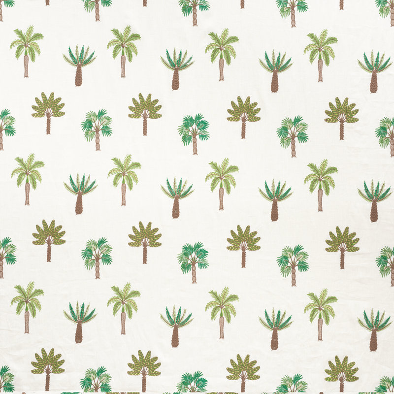 Palmetto Beach Embroidery Fabric, Green