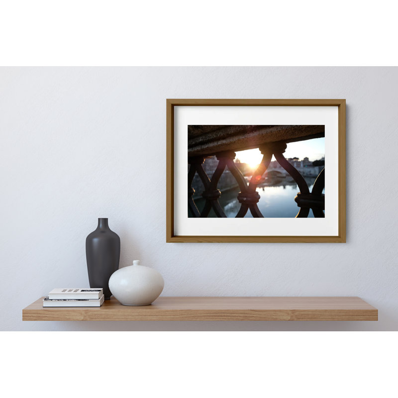 Bridging The Gap Print by Joseph Regan, 14" H x 16" W x 0.75" D, Walnut