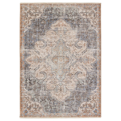 Tapis médaillon brun clair / bleu Iroh