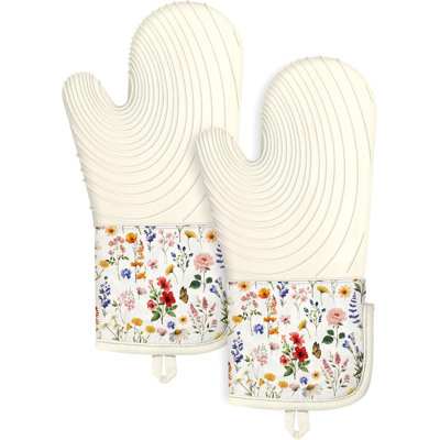 Ensemble de 2 longues maniques longues en silicone à motif floral rouge