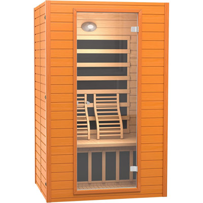Infrared Sauna, 2 Person Low EMF FAR Infrared Saunas for Home, Indoor Personal Canadian Hemlock Wood Sauna with 9 Chromo Therapy Lights, Bluetooth Speakers for Home & Gym Spa