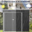 Remise de rangement extérieure en métal 4 x 8 avec 3 portes d'accès et évents pour outils de jardin, vélos, équipement de patio - noir