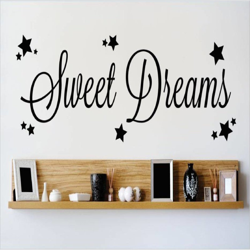 Décalcomanie murale rêves doux, H 6 po x l 30 po x P 0,16 po, Noir