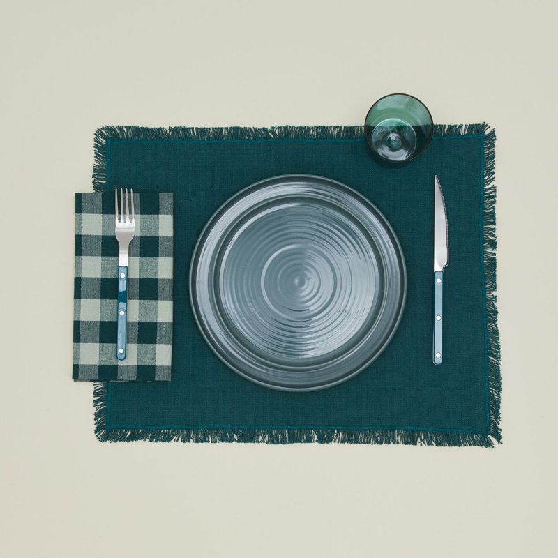 Essential Gingham Dinner Napkins, Sky/Peacock