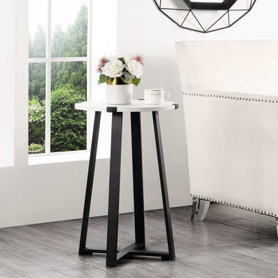 Rustic Round Wood Top End Table