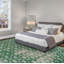 Tapis vert en laine noué à la main de conception unique 2000S 6 pi 7 po x 9 pi 10 po Ofek