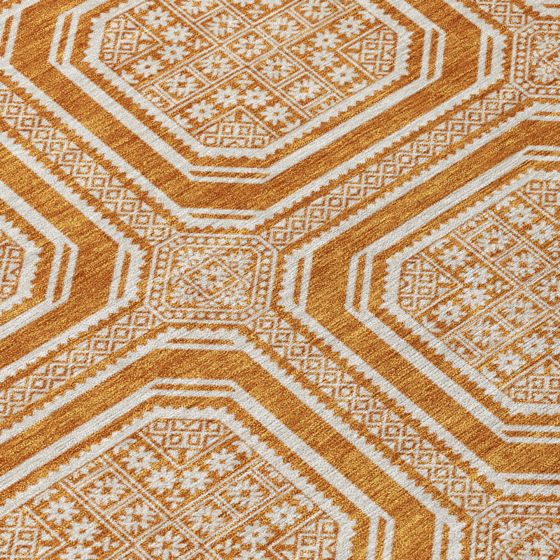 Premium Machine Washable Elize AMF1451 Geometric Rug, Rectangle 10' x 14'