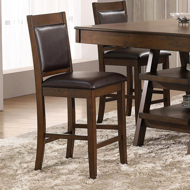 Chaise de comptoir rembourrée en noyer (ensemble de 2)