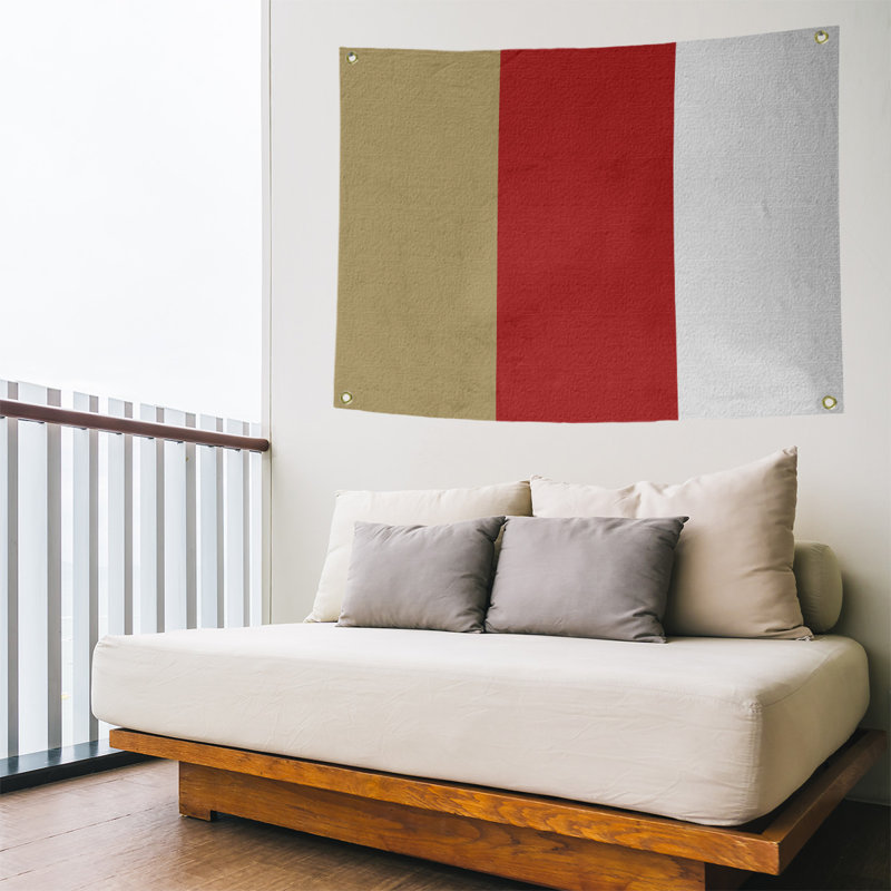 Tapisserie de polyester san francisco, H 26 po x l 36 po, Or / rouge / blanc
