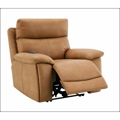 Chavis Brown Leather Aire Power Motion Recliner With USB, Power Headrest, And Lumbar Support For Ultimate Comfort