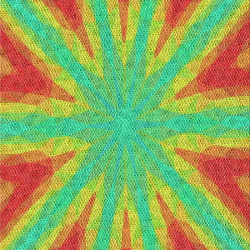 Tapis vert/orange tissé à la machine, Carré 5 pi
